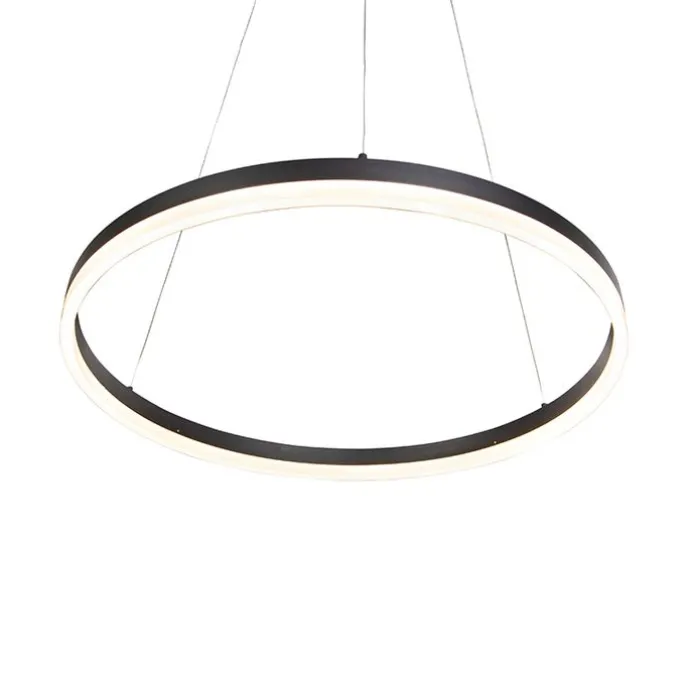 Design Ring-Pendelleuchte Schwarz 60cm inkl. LED und Dimmer - Anello