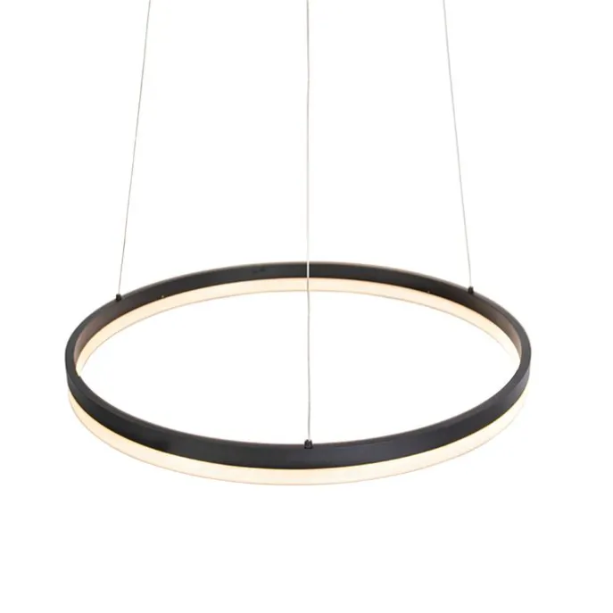 Design Ring-Pendelleuchte Schwarz 60cm inkl. LED und Dimmer - Anello