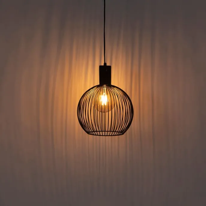 Design runde Hängelampe schwarz 30 cm - Wire Dos