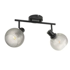 Design Spot schwarz mit Rauchglas 2-flammig - Chico