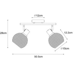 Design Spot schwarz mit Rauchglas 2-flammig - Chico