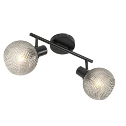 Design Spot schwarz mit Rauchglas 2-flammig - Chico