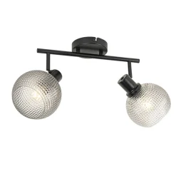 Design Spot schwarz mit Rauchglas 2-flammig - Chico