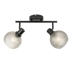 Design Spot schwarz mit Rauchglas 2-flammig - Chico