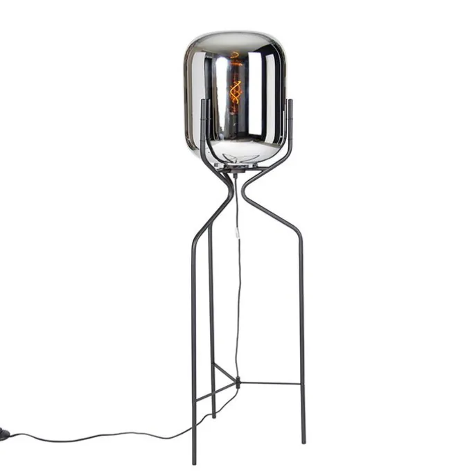 Design Stehlampe schwarz mit Rauchglas - Bliss