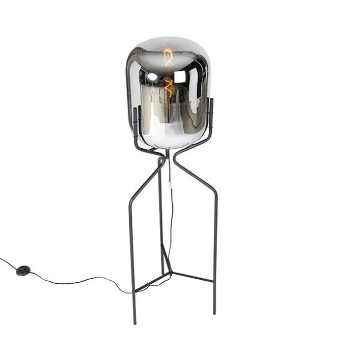 Design Stehlampe schwarz mit Rauchglas - Bliss
