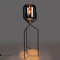 Design Stehlampe schwarz mit Rauchglas - Bliss