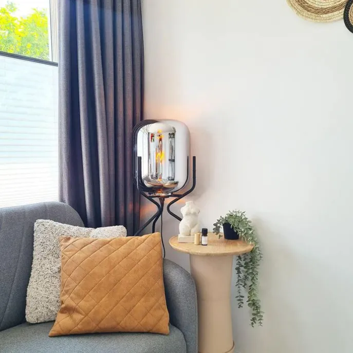 Design Stehlampe schwarz mit Rauchglas - Bliss