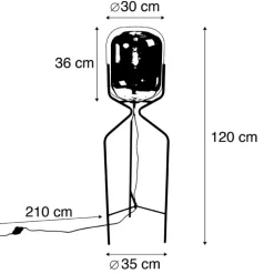 Design Stehlampe schwarz mit Rauchglas - Bliss
