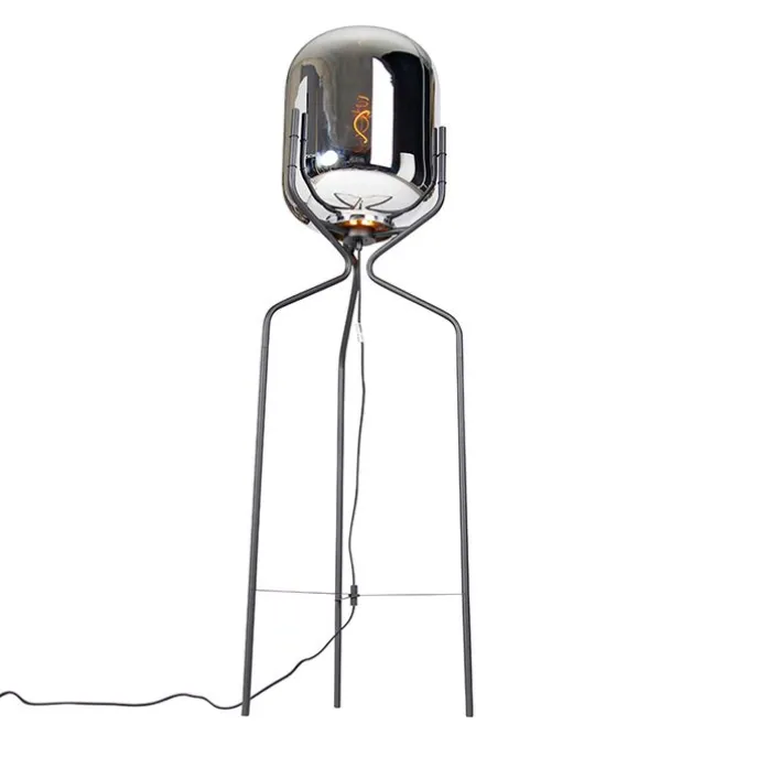 Design Stehlampe schwarz mit Rauchglas - Bliss
