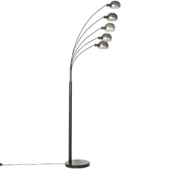 Design Stehlampe schwarz mit Rauchglas 5-flammig - Sixties Marmo