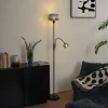 Design Stehlampe Schwarz mit Rauchglas 2-Lichter - Brianna
