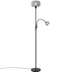 Design Stehlampe Schwarz mit Rauchglas 2-Lichter - Brianna