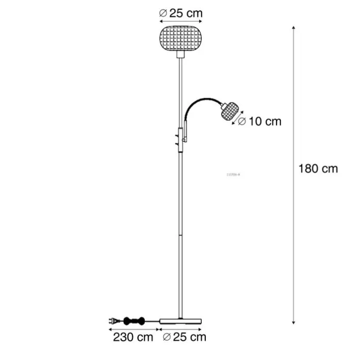 Design Stehlampe Schwarz mit Rauchglas 2-Lichter - Brianna