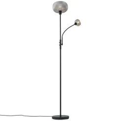 Design Stehlampe Schwarz mit Rauchglas 2-Lichter - Brianna