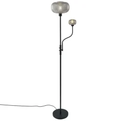 Design Stehlampe Schwarz mit Rauchglas 2-Lichter - Brianna