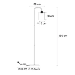 Design Stehlampe Schwarz mit Rauchglas - Domo