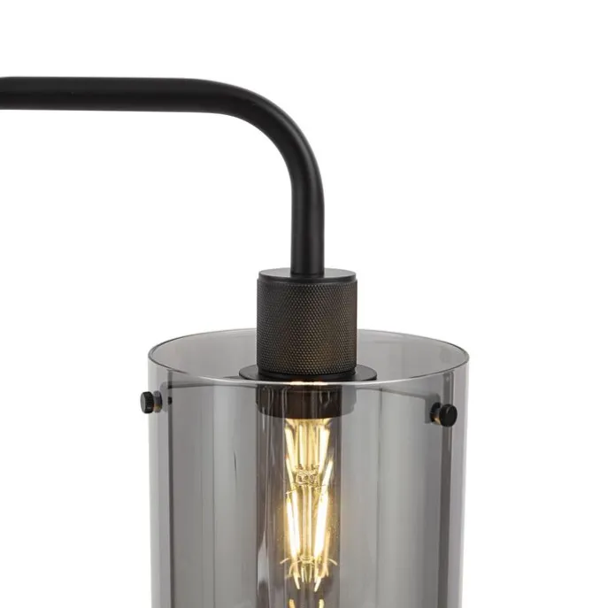 Design Stehlampe Schwarz mit Rauchglas - Domo