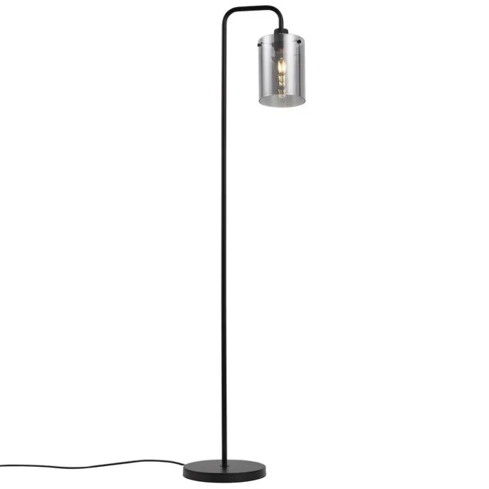 Design Stehlampe Schwarz mit Rauchglas - Domo