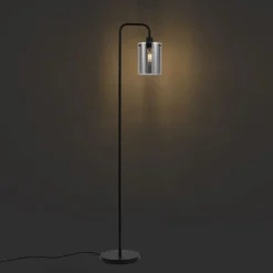 Design Stehlampe Schwarz mit Rauchglas - Domo