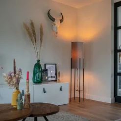 Design Stehleuchte mit Samtschirm taupe/gold - Rich