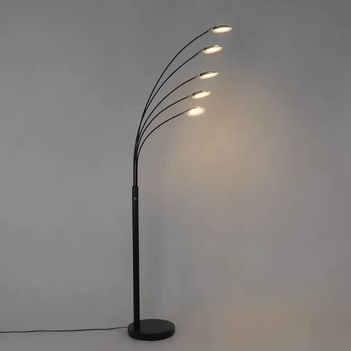 Design Stehleuchte schwarz inkl. LED 5-flammig - Sixties Trento