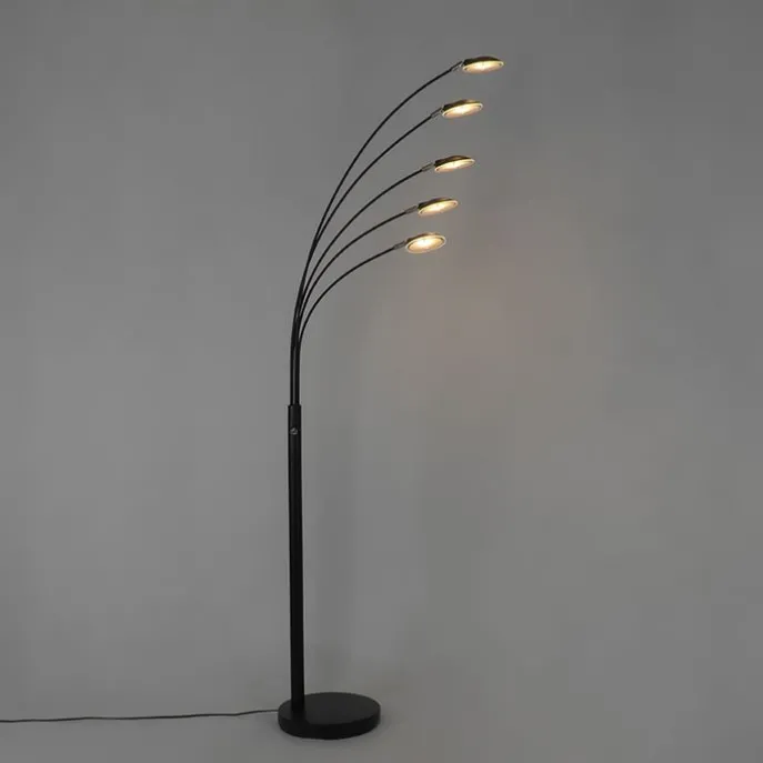 Design Stehleuchte schwarz inkl. LED 5-flammig - Sixties Trento