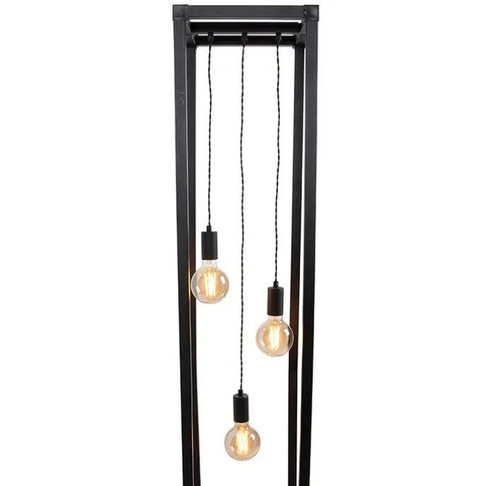 Design Stehleuchte schwarz 3-Licht - Käfig