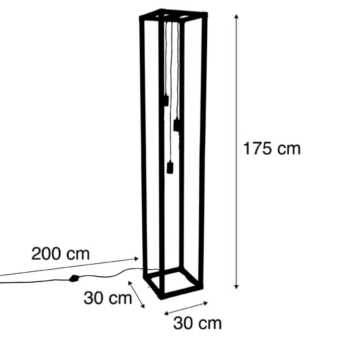 Design Stehleuchte schwarz 3-Licht - Käfig