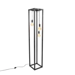 Design Stehleuchte schwarz 3-Licht - Käfig