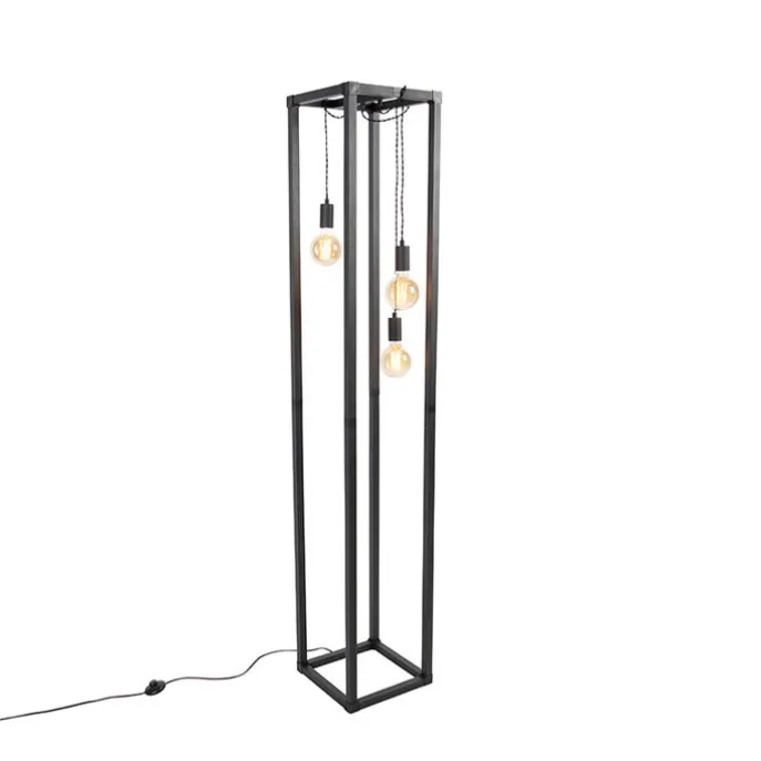 Design Stehleuchte schwarz 3-Licht - Käfig