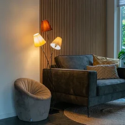 Design Stehleuchte schwarz mit Stoffschirm 3-flammig - Melis