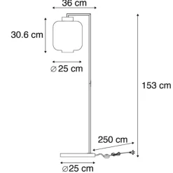 Design Stehleuchte schwarz mit Braunglas - Qara