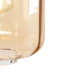 Design Stehleuchte schwarz mit Braunglas - Qara