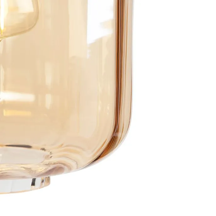 Design Stehleuchte schwarz mit Braunglas - Qara