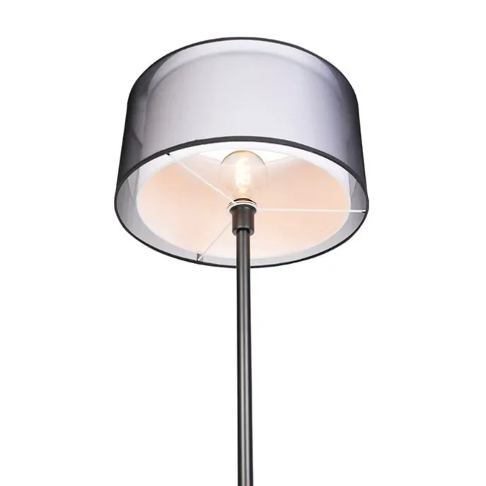 Design Stehleuchte schwarz mit schwarzem und weißem Schirm 47 cm - Simplo