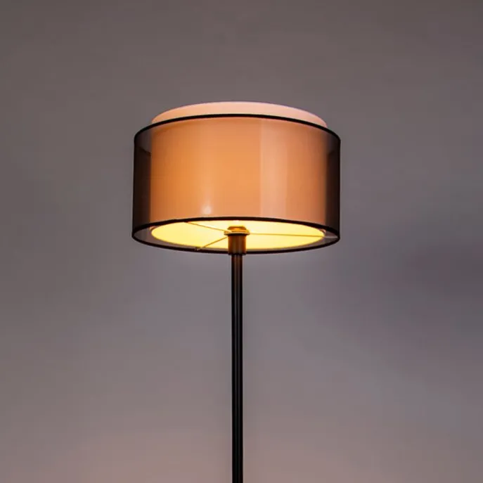 Design Stehleuchte schwarz mit schwarzem und weißem Schirm 47 cm - Simplo