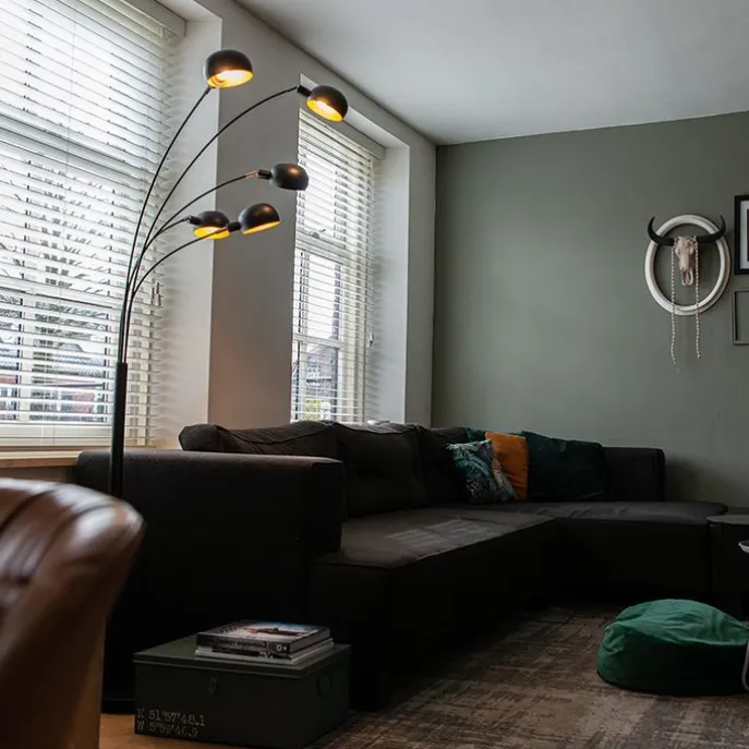 Design Stehleuchte schwarz 5-Licht - Sixties Marmo