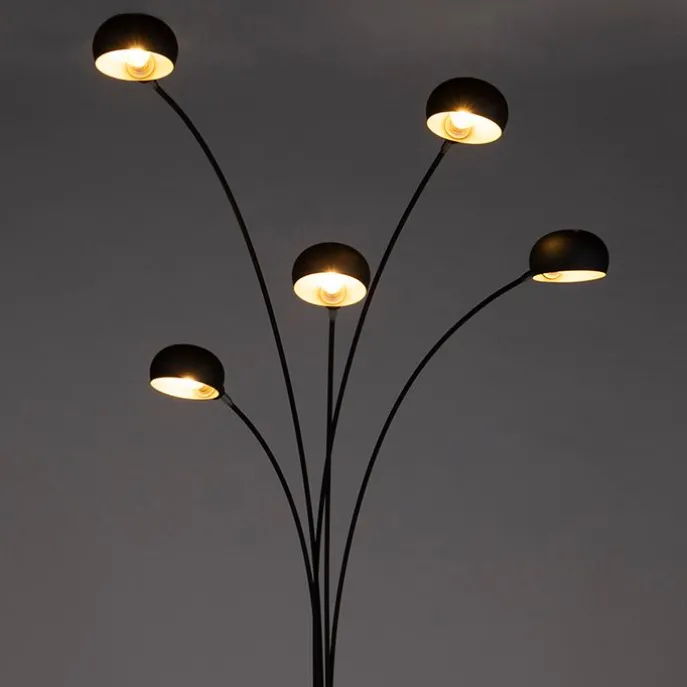 Design Stehleuchte schwarz 5-Licht - Sixties Marmo