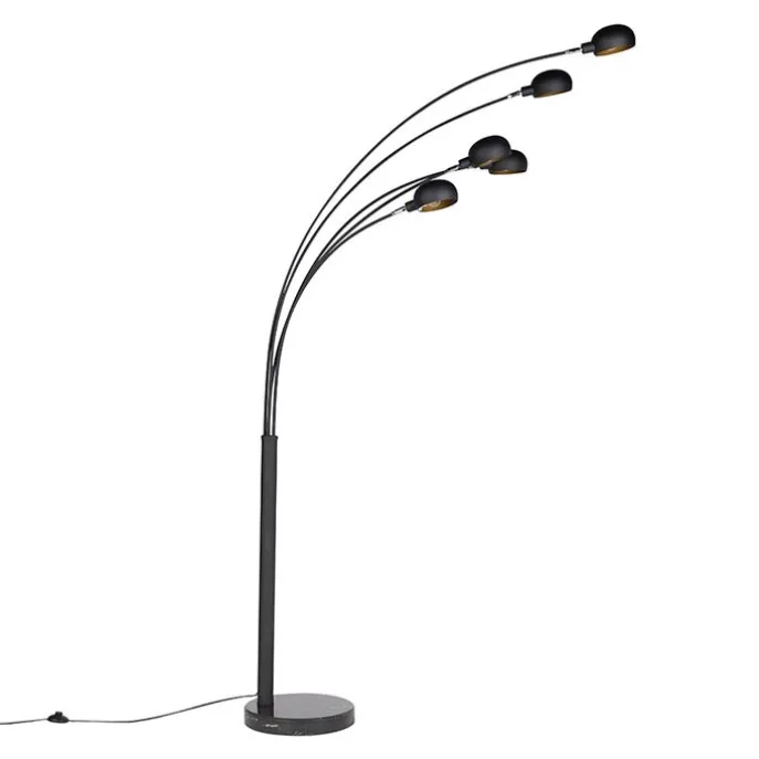 Design Stehleuchte schwarz 5-Licht - Sixties Marmo