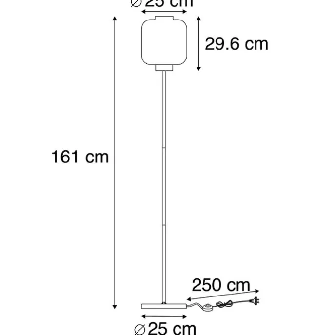Design Stehleuchte schwarz mit Braunglas - Qara