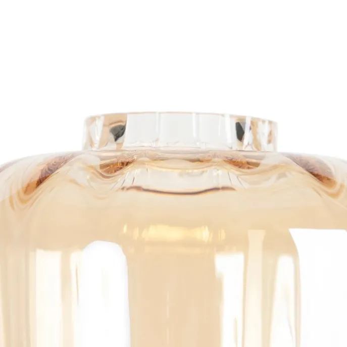 Design Stehleuchte schwarz mit Braunglas - Qara