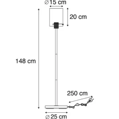 Design Stehleuchte schwarz mit Rauchglas - Kuppel