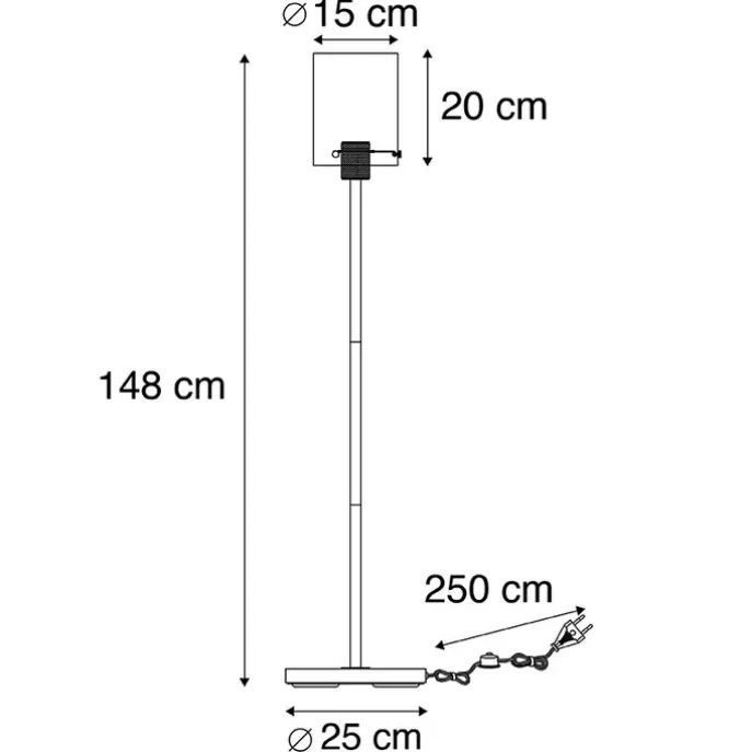 Design Stehleuchte schwarz mit Rauchglas - Kuppel