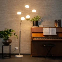 Design Stehleuchte Stahl mit Opalglas 5-flammig - Sixties Marmo