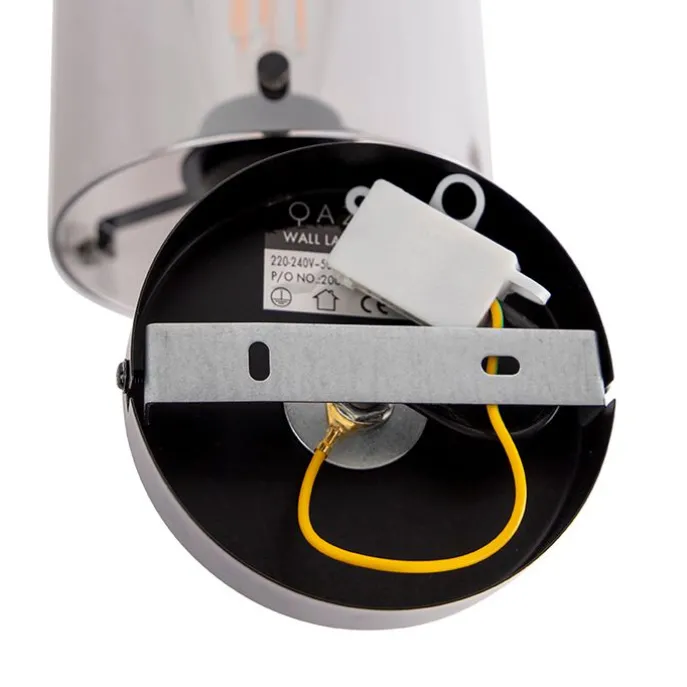 Design Wandleuchte schwarz mit Rauchglas - Kuppel