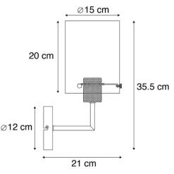Design Wandleuchte schwarz mit Rauchglas - Kuppel