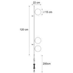 Design Wandleuchte Schwarz mit Mattglas 3-flammig - Vertical