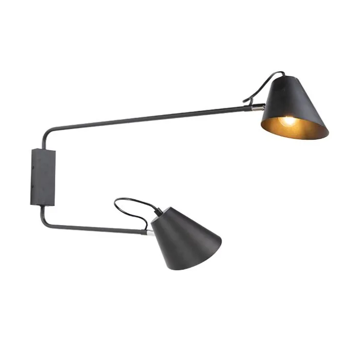 Design Wandleuchte schwarz 2-Licht einstellbar - Lune