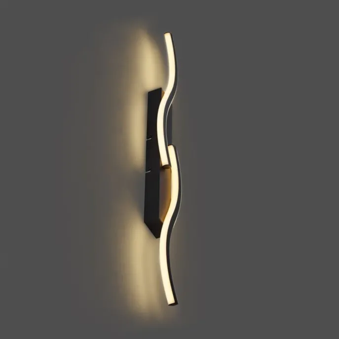 Design Wandleuchte Schwarz 3-Stufen-Dimmbar 2-Licht - Bummy